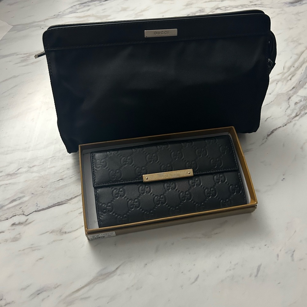 🔥🔥Gucci Nylon Clutch and Gucci Guccissima Embossed Leather Wallet🔥🔥